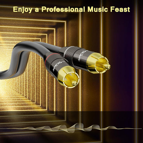 RCA Cable 30 FT, 2RCA to 2RCA Stereo Audio Cable, Zinc Alloy Shells, Oxygen-Free Copper, Gold-Plated Plugs for Home