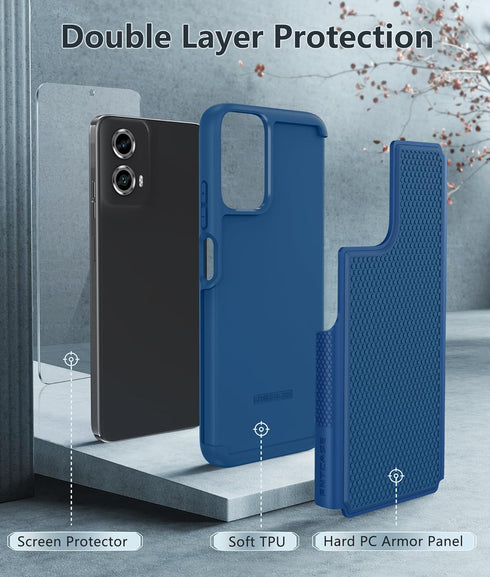 FNTCASE Dual Layer Protective Heavy Duty Case for Motorola Moto G-Power-5G-2024, Shockproof Rugged with Non-Slip
