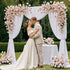 8.2FT 2 Square Backdrop Stand Heavy Duty, Gold Metal Wedding Arch Frame Adjustable, Change Over The Table Rod Stand