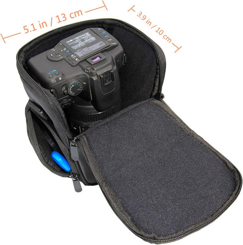 FOSOTO DSLR Camera Case Nylon Holster Bag Compatible for Nikon D3300 D3400 D3500 D5300 D5600 B700, Canon EOS Rebel XT