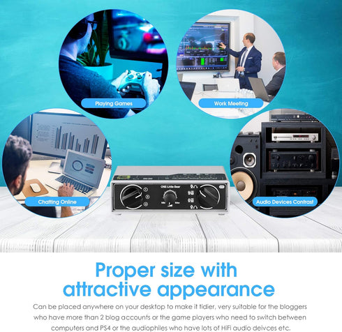 Portable 3-Way Audio Switcher Box Splitter for Headphone Microphones