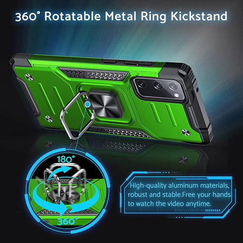 Anqrp Galaxy S20 FE 5G Case, Military Grade Protective Cover with Enhanced Metal Ring Kickstand, Grass Green