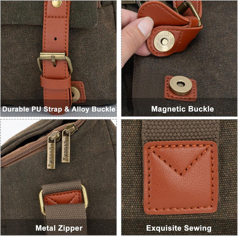 CADeN Compact Camera Bag Case: Small 1.0 Brown, Canvas Leather Trim, Waterproof, Compatible for Nikon, Canon, Sony