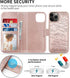 CASEOWL Detachable Wallet Case for iPhone 13 Pro Max, Folio Flip Leather Case with RFID Card Holder Strap - Camellia