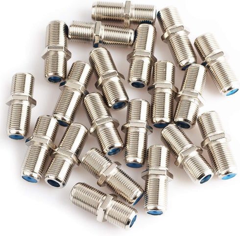 Pasow F81 Barrel Connectors, High Frequency 3GHz Female to Female F-Type Adapter Couplers, 20 pcs, Silver