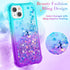 Ruky Glitter Liquid Full Body Case for iPhone 13 & 14, 6.1”, Teal Purple, Rugged, Shockproof, Built-in Screen Protector.