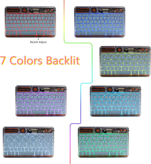 Bluetooth Keyboard for iPad, 10-inch Wireless Keyboard for PC Tablet Phone, Rechargeable Multi-Device RGB Backlit
