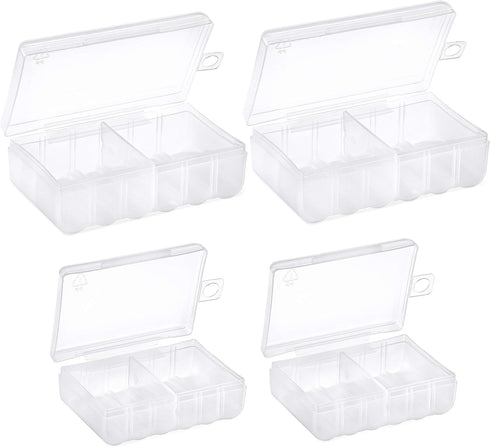 GlossyEnd Set 4 of - Two AA and Two AAA Battery Storage Box, Battery Storage Case, Battery Holder Clear