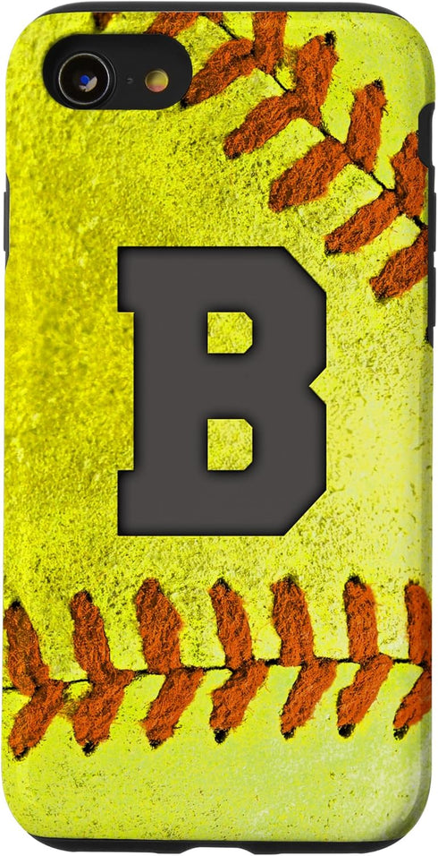 Softball Phone Case for iPhone SE (2020), 7, 8 - Personalized with Letter B for Softball Player Gift