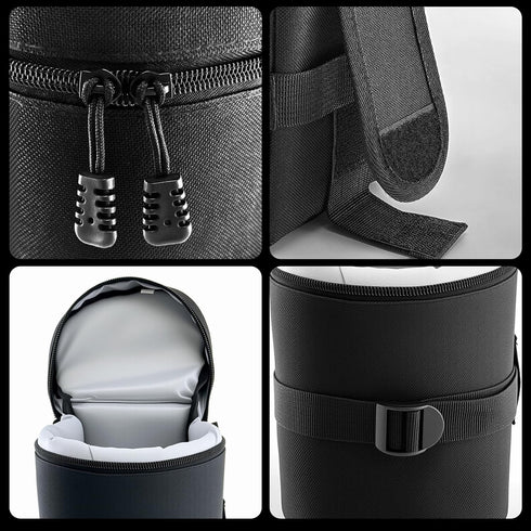 Generic Professional Camera Lens Pouch, Water-Resistant Padded DSLR and Mirrorless Lens Bag with Belt Loop