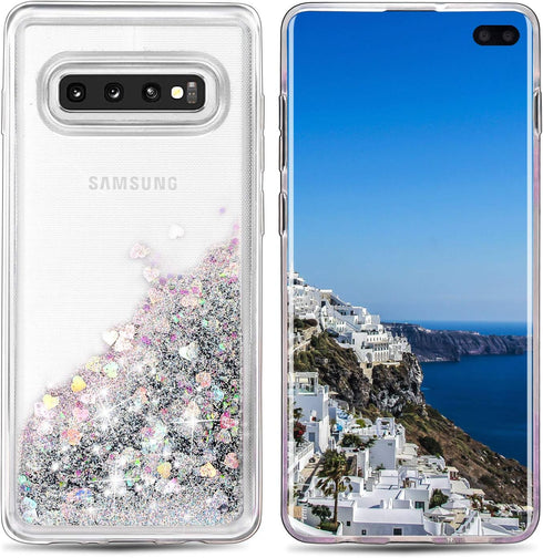 for Galaxy S10 Plus Case, Double Layer Design Bling Flowing Liquid Floating Sparkle Colorful Glitter TPU Protective