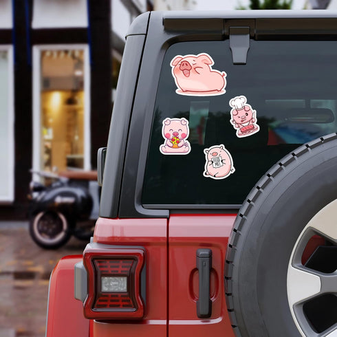 50 PCS Pig Stickers, Waterproof Decal Vinyl Cute Animal Kawaii Cartoon Pink Piggy Sticker Decoration for Water Bottles,