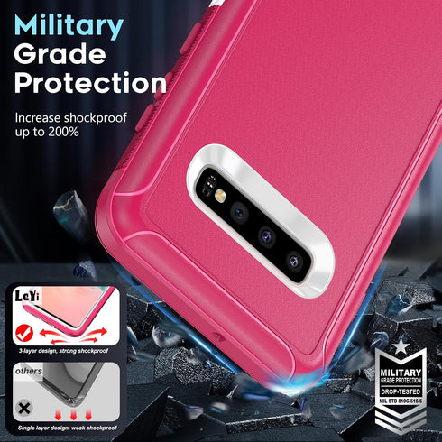 LeYi for Samsung S10 Plus Case: Upgrade 3-in-1 Full Body Shockproof Rubber Outer Cover, Heavy Duty Tough Rugged