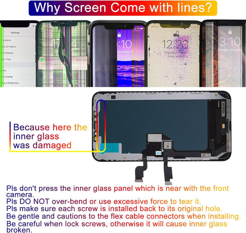 iPhone Xs Max Screen Replacement 6.5', 3D Touch Display Full Repair Kit with Tools Set, Tempered Glass
