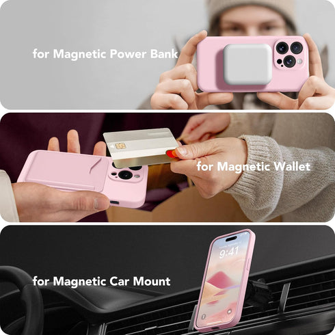 Chalk Pink iPhone 13 Pro Max Case, MagSafe Compatible, Silicone Shockproof, Full Camera Protection & 2 Screen