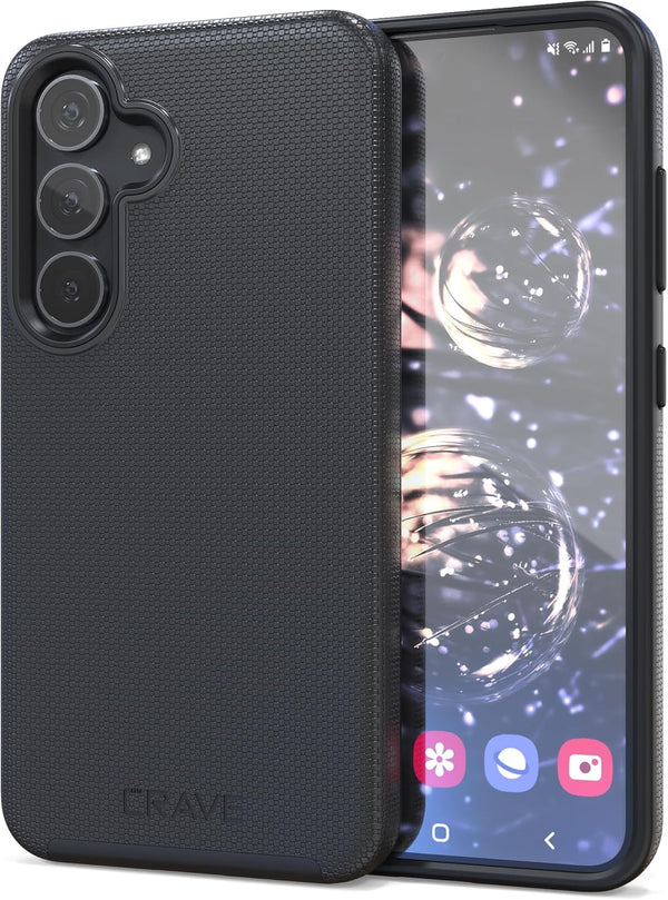 Crave Dual Guard Case for Samsung Galaxy S24, Black, Shockproof Protection Dual Layer Case