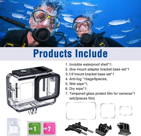 Waterproof Housing Case for Insta 360 Ace Pro, Dive Case with Harden Glass & Aluminum Alloy Frame, 60m