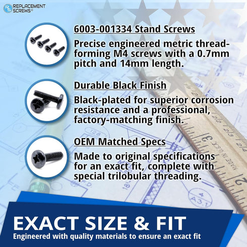 ReplacementScrews 6003-001334 (M4XL14) (8) TV Stand Screws Compatible with Samsung