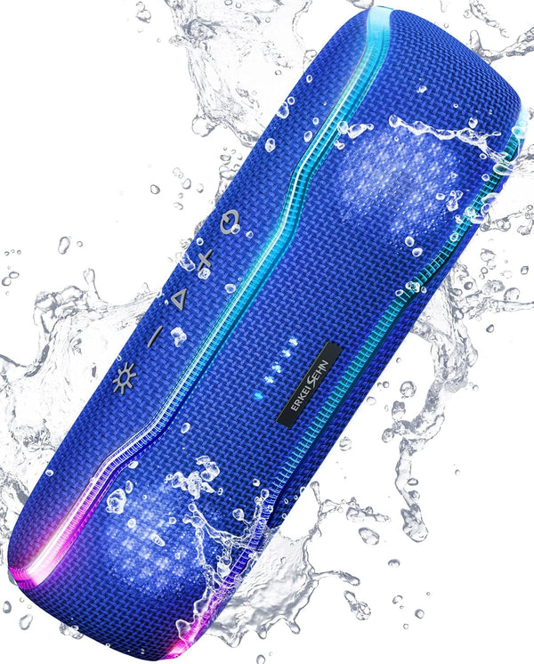 ERKEISEHN Bluetooth Speaker, IPX7 Waterproof Wireless Speaker with Colorful Flashing Light, 25W Super Bass, 24H Playtime