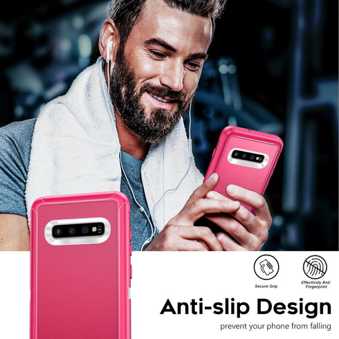 LeYi for Samsung S10 Plus Case: Upgrade 3-in-1 Full Body Shockproof Rubber Outer Cover, Heavy Duty Tough Rugged