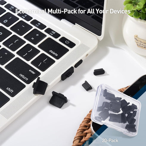 Cable Matters Combo-Pack USB-C and USB Port Covers, 10x USB-A & 10x USB C Port Covers in Black