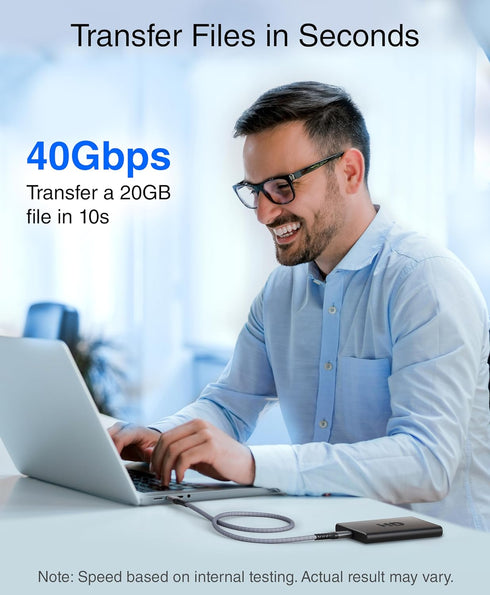 BlueRigger USB C Cable 3FT - 240W PD, USB 4.0, Type C Cable, 48V 5A Fast Charging, 40 Gbps Data Transfer, 8K 60Hz