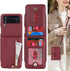 Cavor for Samsung Galaxy Z Flip 4 Case Wallet with for Women,Galaxy Z Flip 4 Case with Strap,Crossbody Strap Lanyard Card Holder Stand,Flip 4 Phone Case Cute,Leather Zipper Pocket Cover-Wine Red