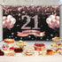 Trgowaul 21st Birthday Decorations - Rose Gold Backdrop 5.9 x 3.6 Ft for Women Happy 21st Banner