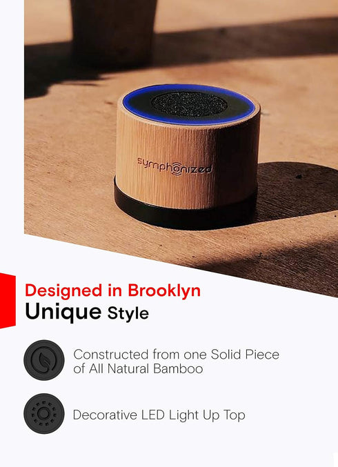 Symphonized Mp3 NXT Premium Genuine One Piece Solid Hand Carved Bamboo Wood Bluetooth Portable Speaker. Compatible