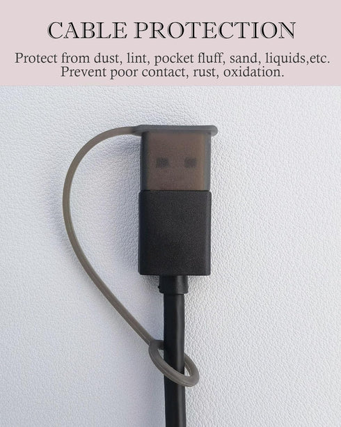 8Pcs USB Caps for USB A Cable, Anti Loss Tether, Silicone Dust Protection Adapter Cover for Android/iPhone, Translucent