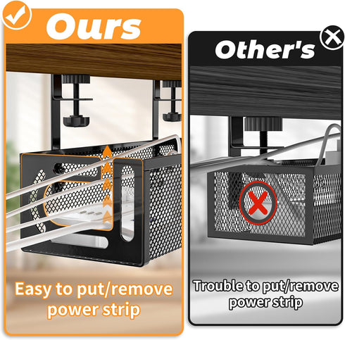 Cable Management Under Desk, Under Desk Cable Management Tray, desk Cable Organizer, Cable Management Box, Cord Organizer for Desk, Under Desk Storage for Office, Home - No Drill to Desk Cable Raceway
