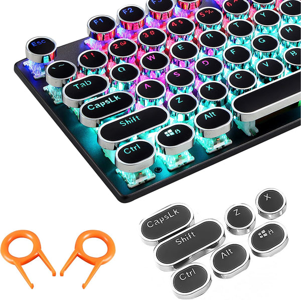 Steampunk Typewriter Keycaps Pudding Keycap Set for Backlit Mechanical Keyboard, 104 Keys