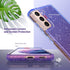 ULAK Clear Glitter Case for Samsung Galaxy S21 5G, Sparkly Soft TPU Bumper Bling Cover for Women Girls - Blue+Purple
