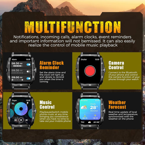 Military Smart Watch for Men, 3ATM Waterproof, 2.0'' Big Screen Tactical Smartwatch, 430mAh Fitness Tracker with Heart