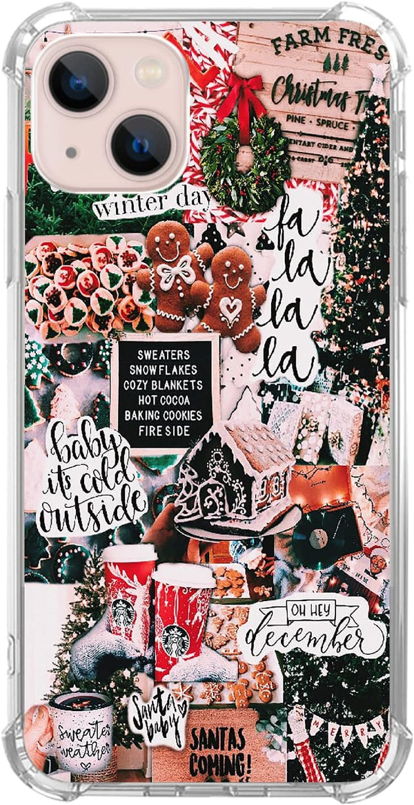 iPhone 15 Christmas Aesthetic Case, Trendy Winter Holiday TPU Bumper Cover, Festive Design for iPhone 15.