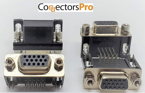 Pro D-Sub High Density DBHD15 Female Right Angle PCB Mount Connector, 10-Pack, 90 Degree D-Sub RHD15F - PC Accessories
