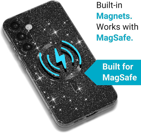 Glitter Case for Samsung Galaxy S22 - Magnetic Compatible with Magsafe, Sparkly Bling Sparkle Girly Cute Cases for
