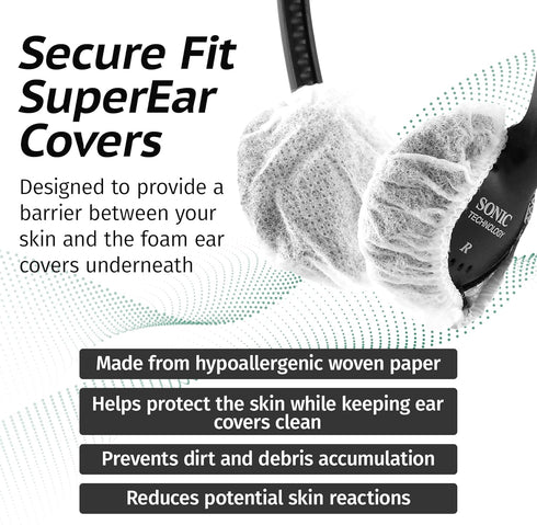 Sonic Technology Disposable Sanitary Ear Covers for Headphones: 50 Pair (2.5") Woven Paper Caps