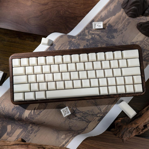 Milky White 114 Keys PBT Keycaps, Minimalist Style Custom Double Shot Cherry Profile Keycaps for ANSI Layout Mechanical