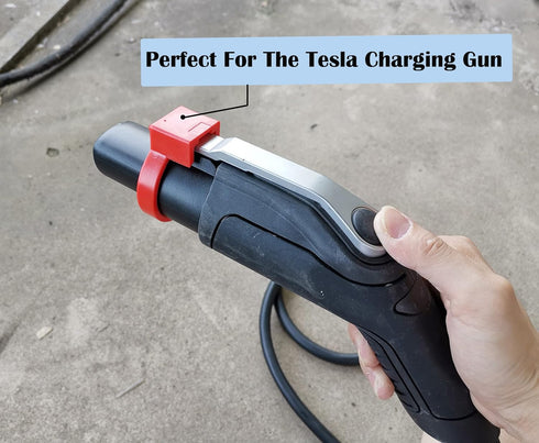 Tesla Model 3/Y Charger Lock for J1772 Adapter - Red, 2PACK (Works with Non Flange Adapter, Not for Model S/X)