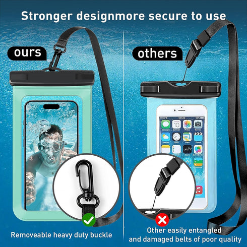 Waterproof Phone Pouch, Universal Case for iPhone 15 14 13 Pro Max XS Plus Samsung Galaxy S22, IPX8 - Green