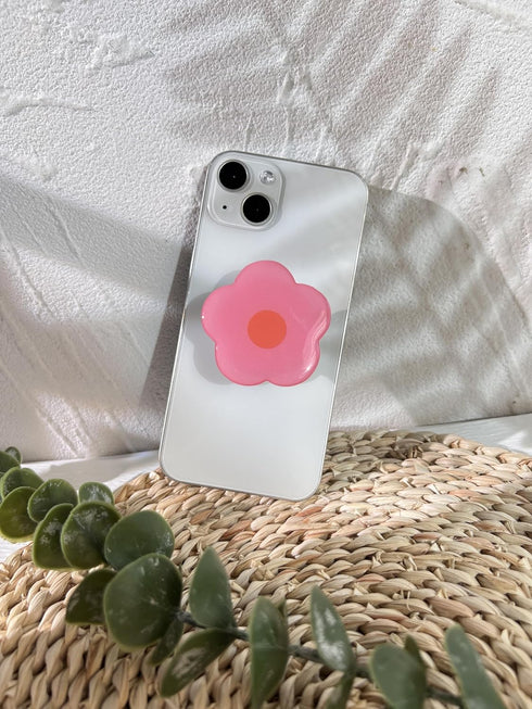 Cartoon Flowers Phone Grip Stand, Cute Clear Cell Phone Holder, Expandable Collapsible Accessory with Transparent Base
