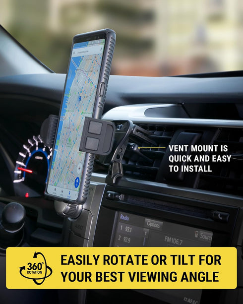 Scosche HVM2-1 360 16/15/14/13/12 3.5 inches Vent Phone Mount for Car, Adjustable Cellphone Stand, Hands-Free Cell