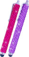 Eco-Fused Universal Bling Stylus Pens, 2 Long Gem Covered Stylus Pens with Microfiber Cleaning Cloth for All Devices