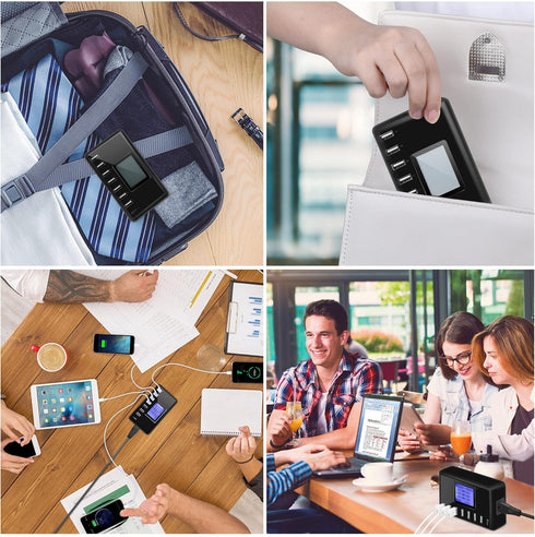 USB Charger, slitinto 60W 12A 8-Port USB Charging Station Multi Port Hub Charger with LCD Display for Multiple Devices