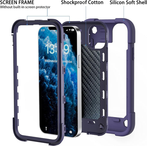 iPhone 11 Case 6.1" - Heavy-Duty Military Grade Cover with Ring Stand & 2 Pack Glass Screen Protectors, Magnetic Car