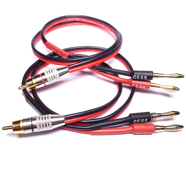 CESS-024-3f Banana Plug to RCA Cable, Phono Banana Speaker Cable, 2 Channels (14AWG, 3 Feet)