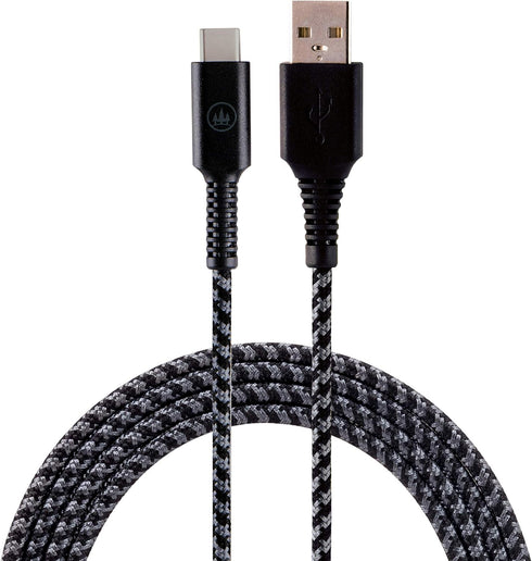 EcoSurvivor 8ft USB-A to USB-C Fast Charging Cable, Black Nylon Braided, for iPhone 15, iPad, MacBook, Samsung Galaxy,