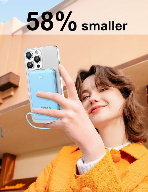 miisso Ultra Slim 10000mAh Power Bank with Built-in Cables, Pocket Size USB C Portable Charger