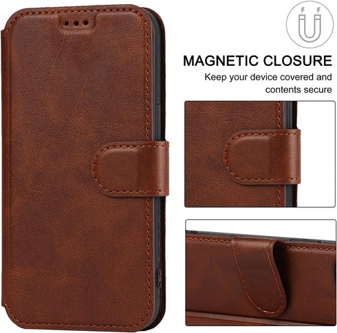 QLTYPRI 13 13 6.1 inch Case for iPhone Premium PU Leather Simple Wallet Case Card Slots Kickstand Magnetic Closure